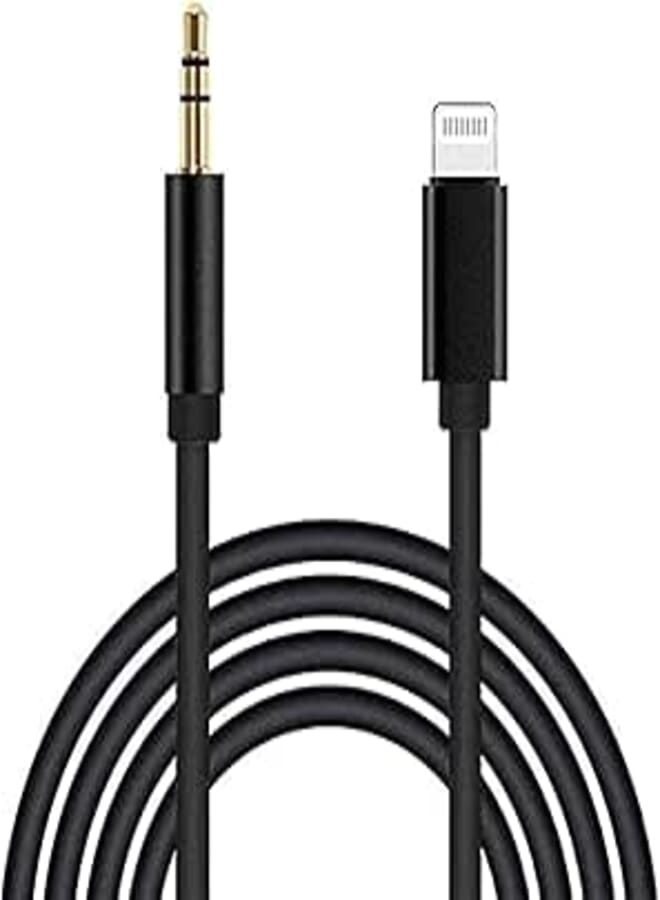 كابل Aux من esbeecables لجهاز iPhone، معتمد من Apple MFi، كابل Lightning إلى 3.5 مم Aux للسيارة متوافق مع iPhone 12 11 XS XR X 8 7 6 iPad iPod إلى مكبر صوت ستيريو منزلي وسماعات رأس، 3.3 قدم أسود